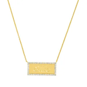 One Row Diamond Name Plate