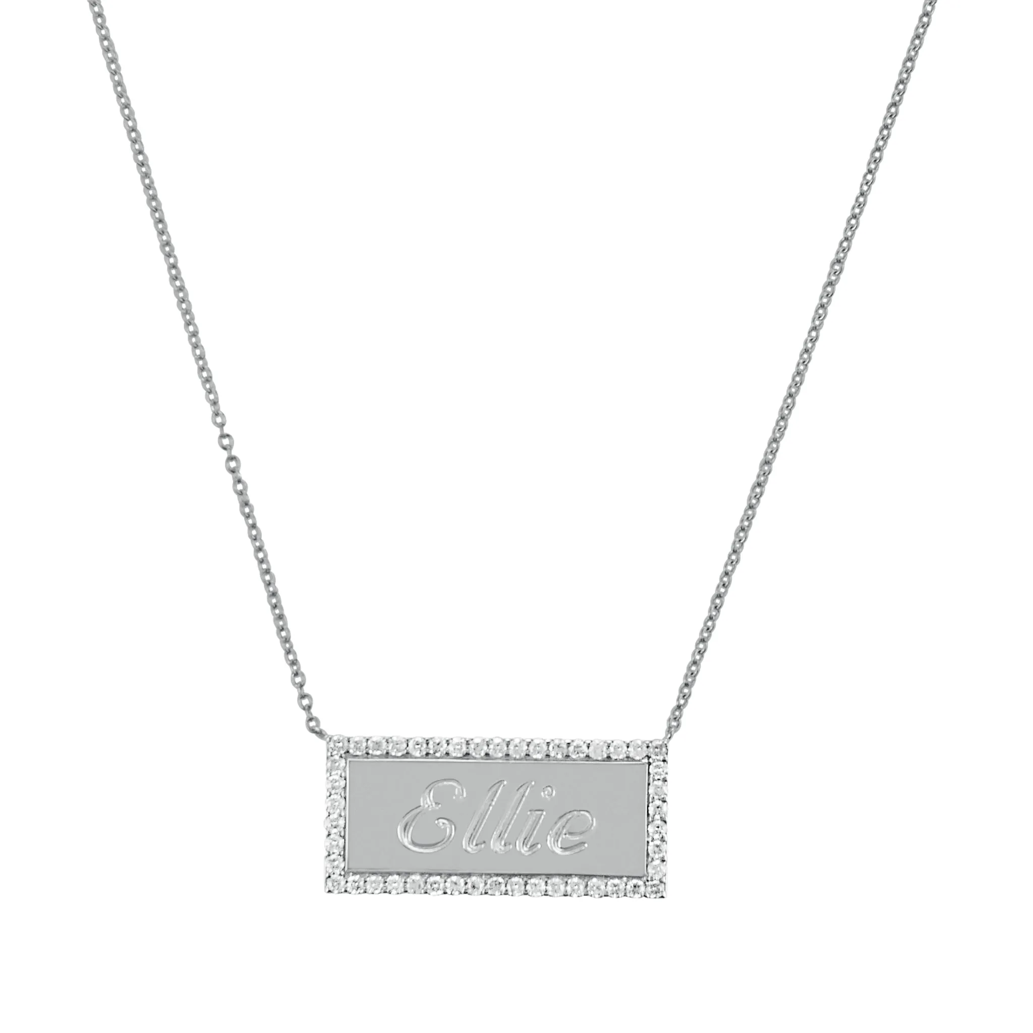 One Row Diamond Name Plate