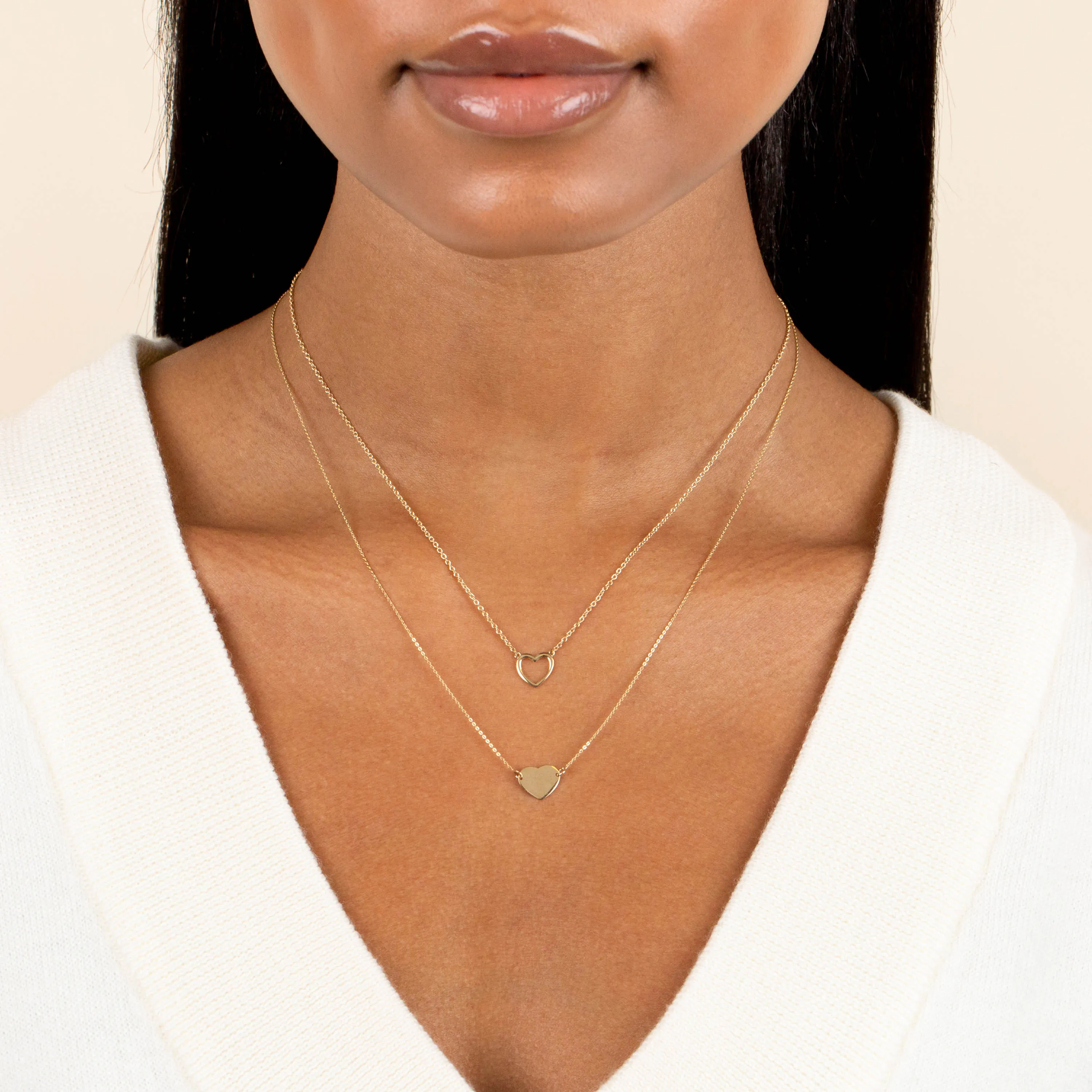 Open Heart Necklace 14K
