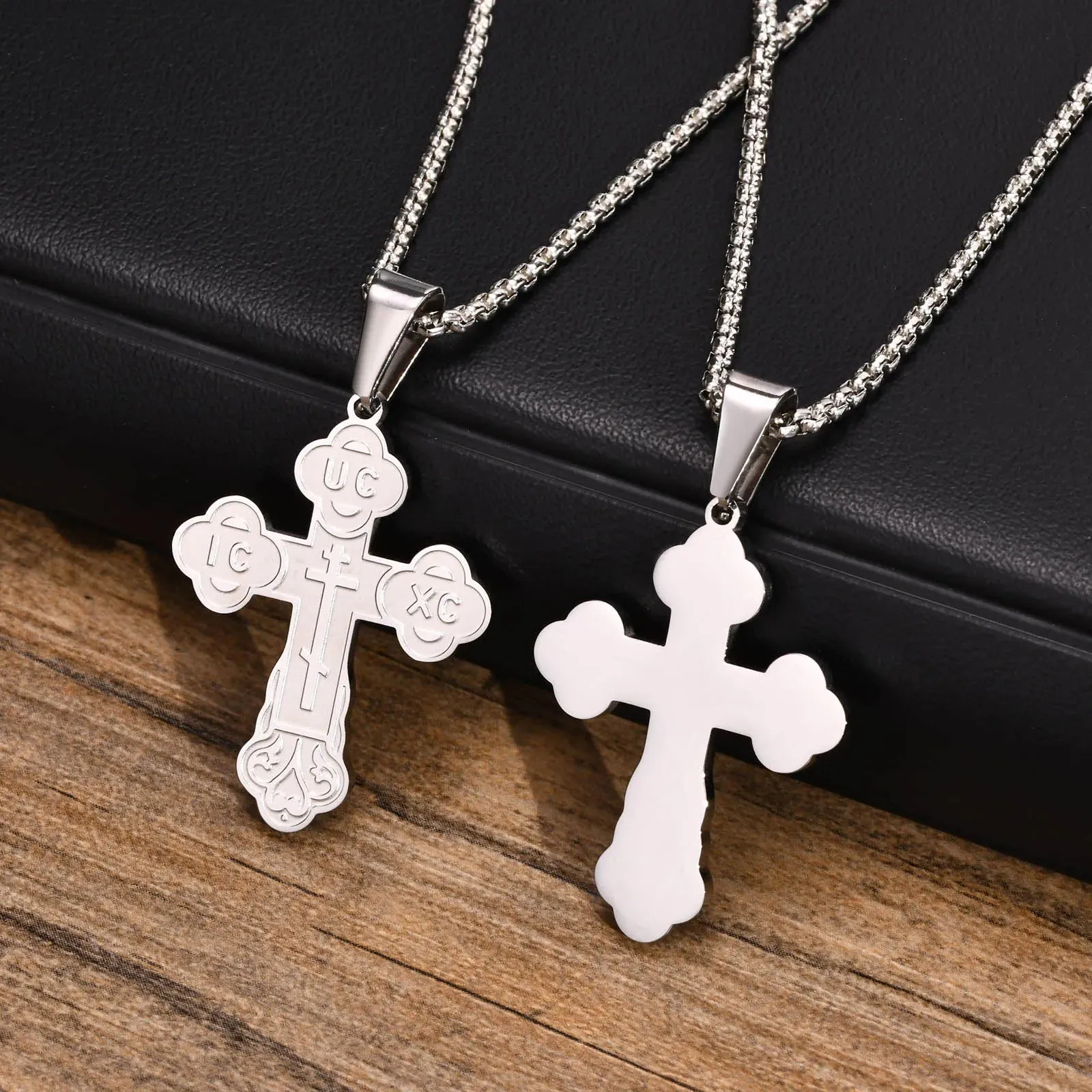 Orthodox Crucifix Cross Necklaces for Men Jewelry