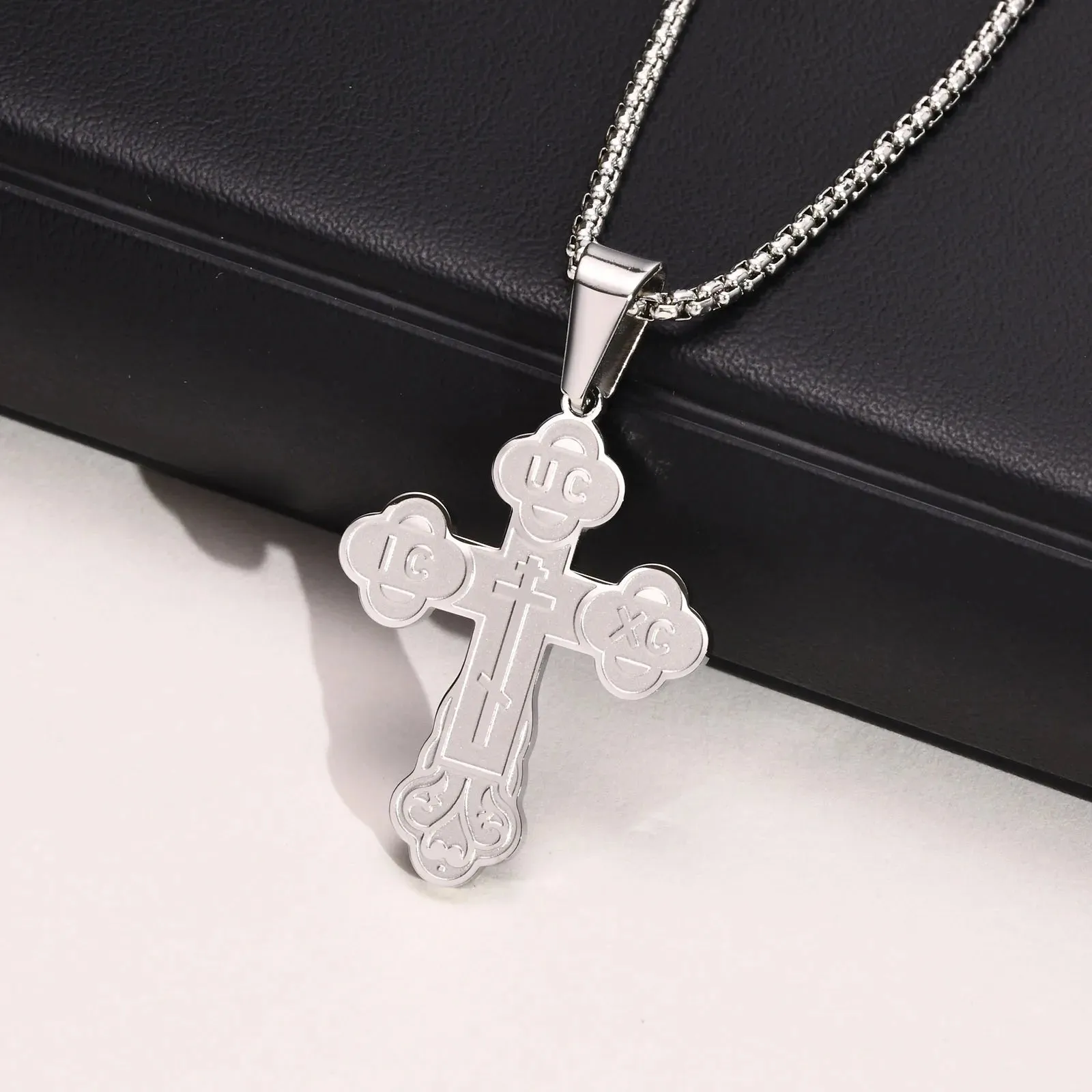 Orthodox Crucifix Cross Necklaces for Men Jewelry