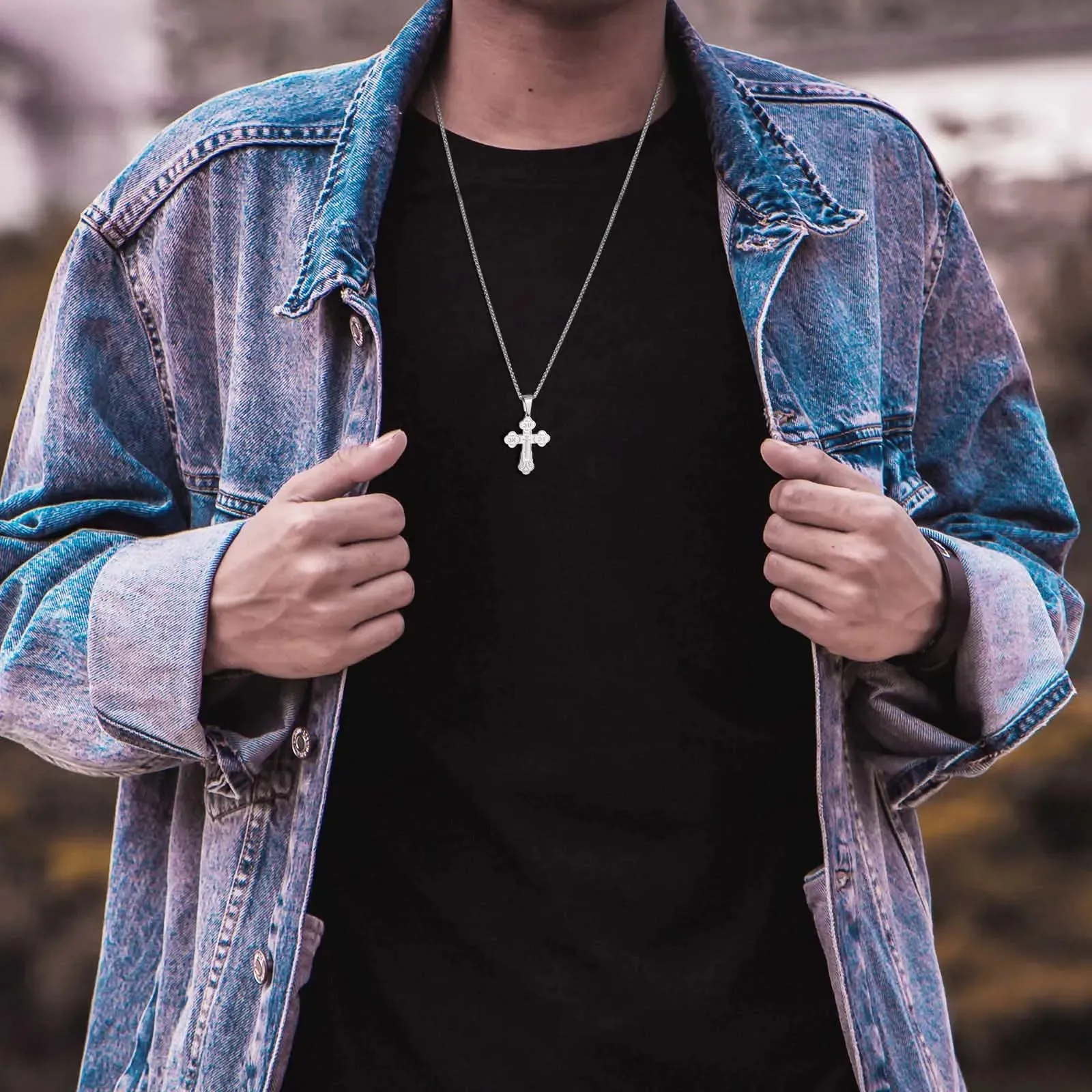 Orthodox Crucifix Cross Necklaces for Men Jewelry