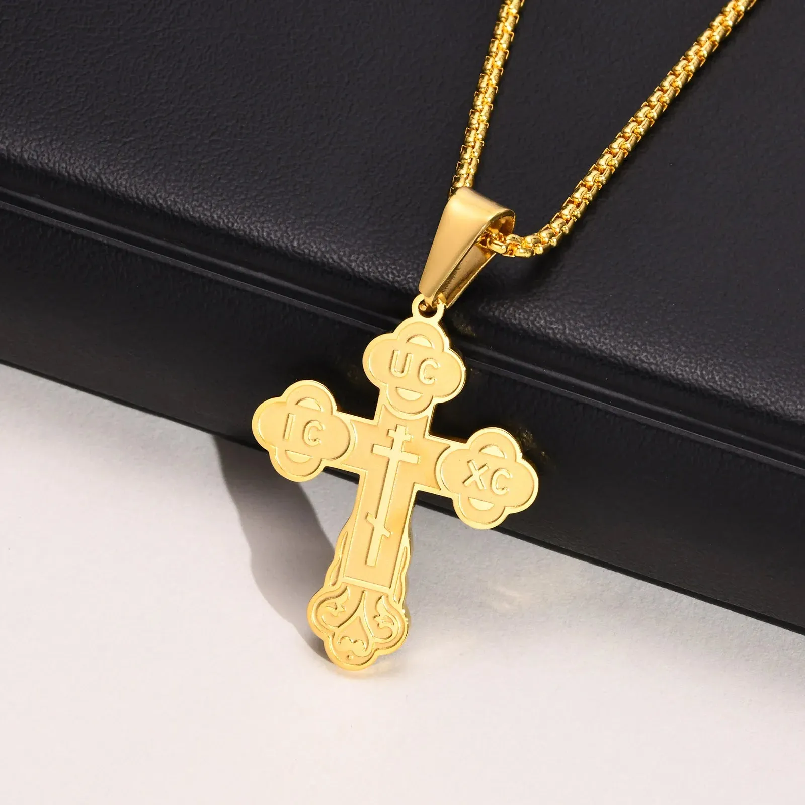 Orthodox Crucifix Cross Necklaces for Men Jewelry