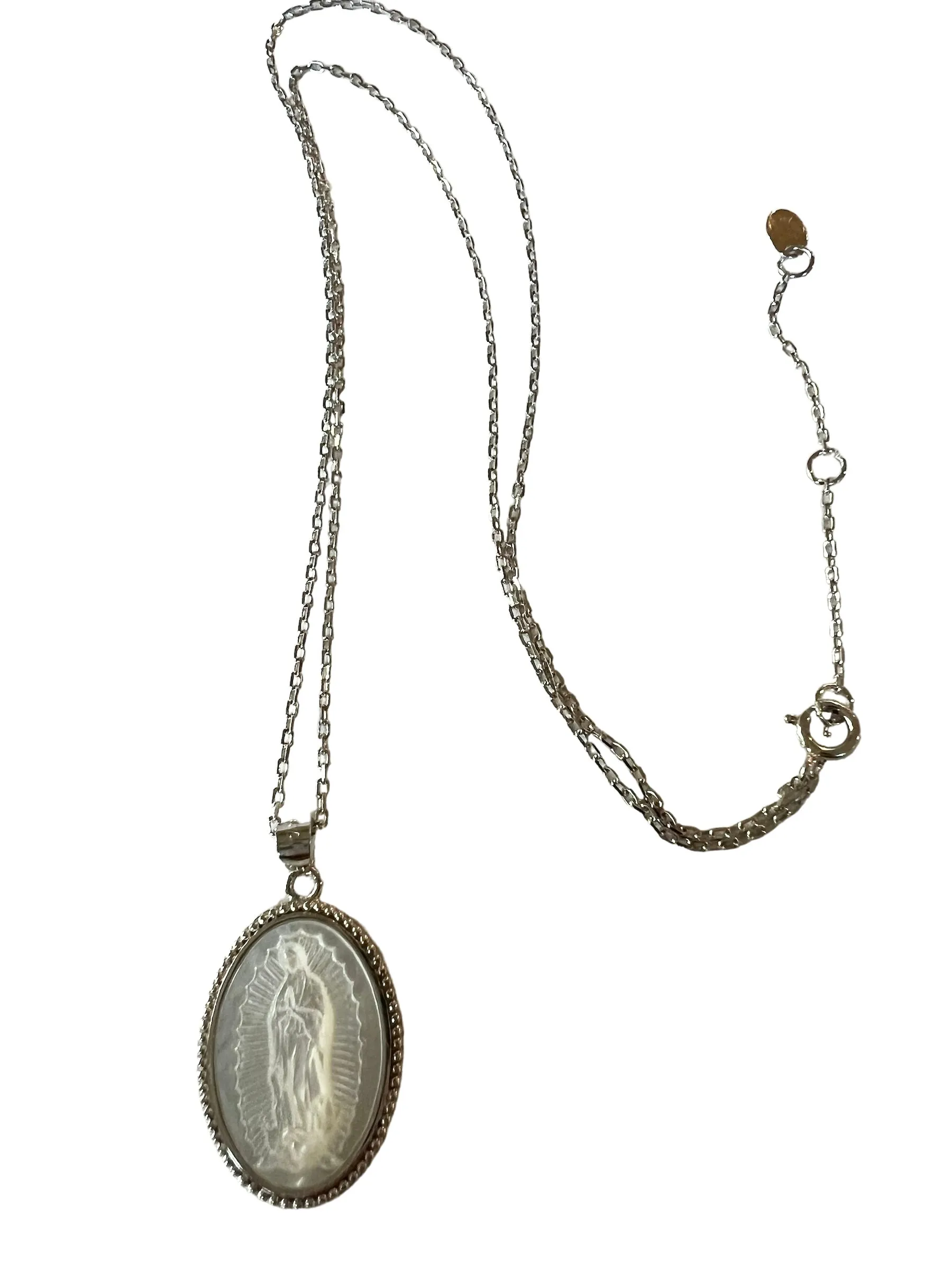 Oval Mother of Pearl Guadalupe Necklace