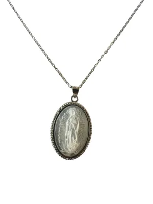 Oval Mother of Pearl Guadalupe Necklace