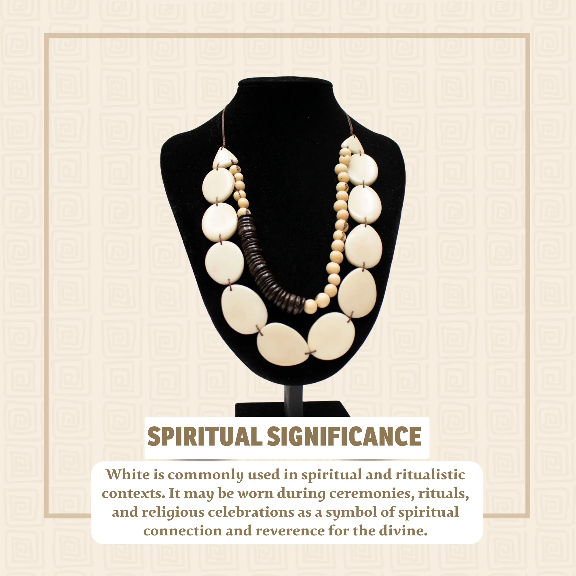 Oval White Tagua and Acai beads Necklace
