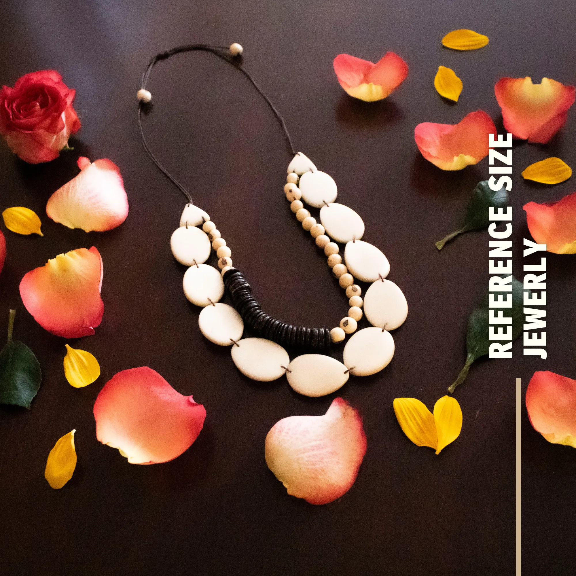 Oval White Tagua and Acai beads Necklace