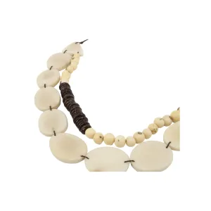 Oval White Tagua and Acai beads Necklace