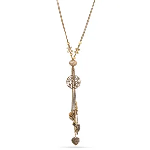 OXIDIZD GOLD TASSEL CHARMS NECKLACE #SC20635-4GLD OX (HA9/HA10)