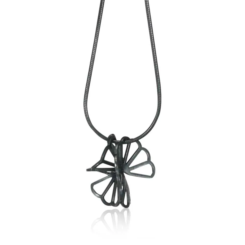 Oxidized Medium Double Cloud Fold Necklace