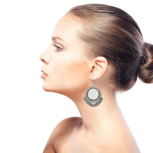 Oxidized Silver Mirror Tribal Jhumki