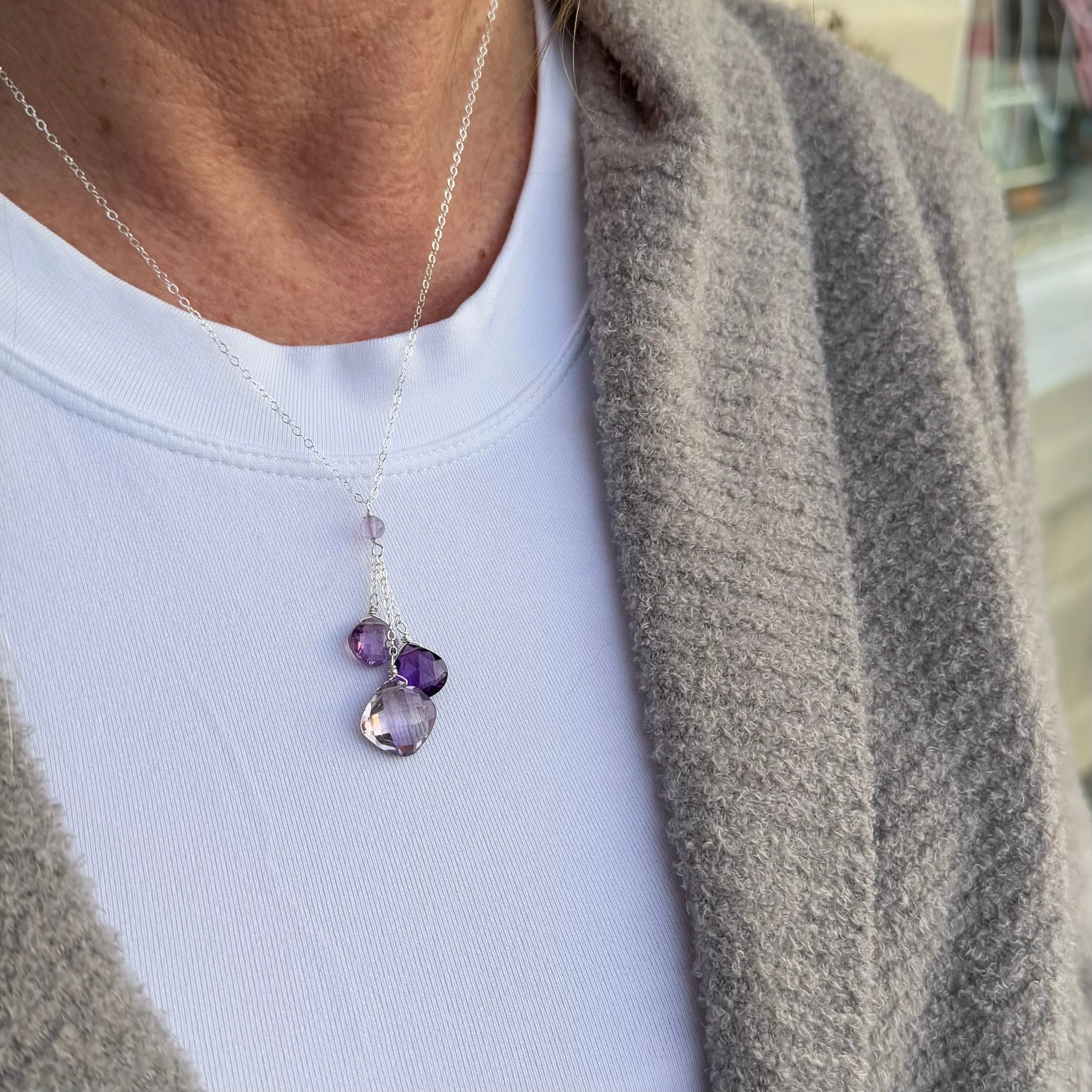 Past, Present, Future Amethyst Necklace