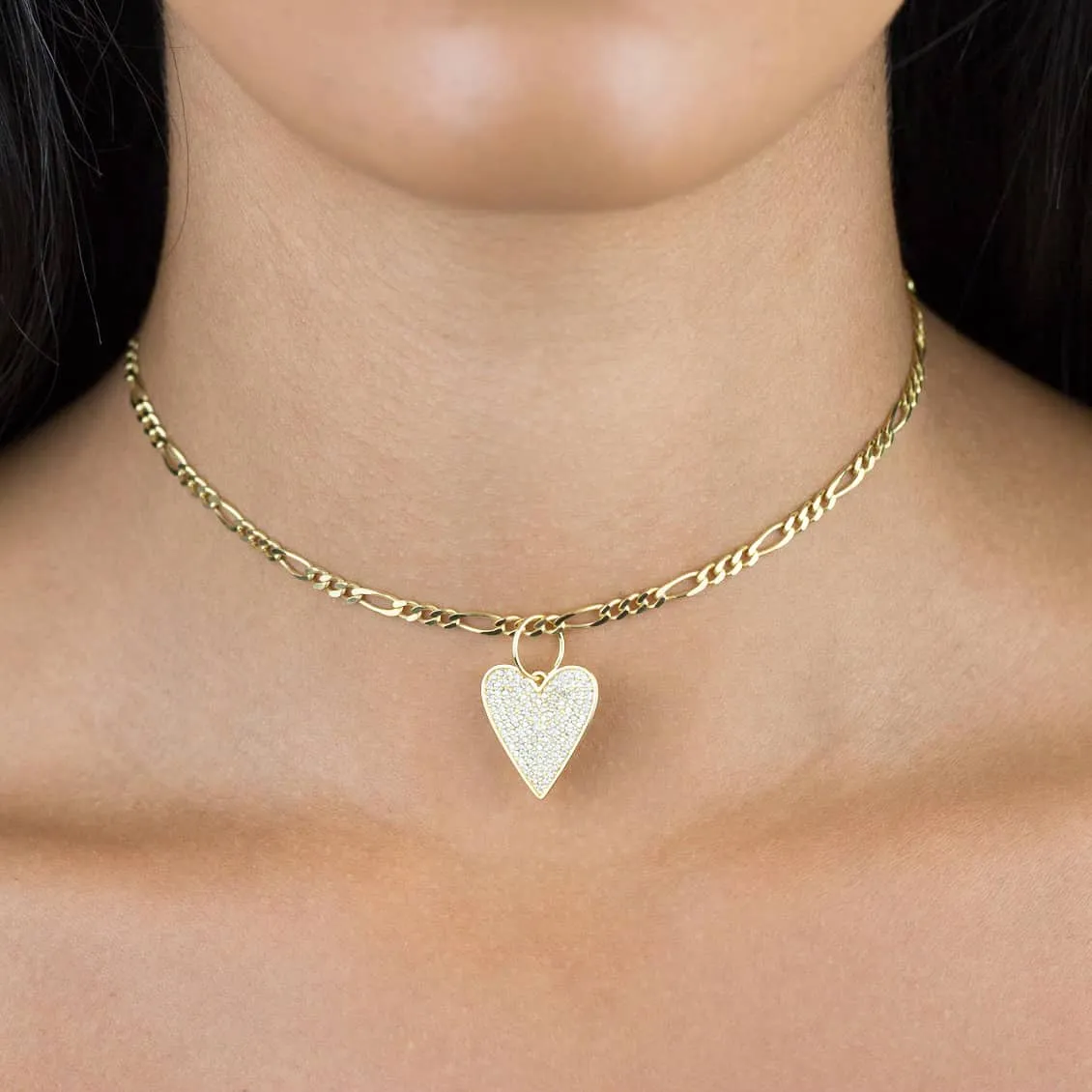 Pavé Heart Figaro Choker