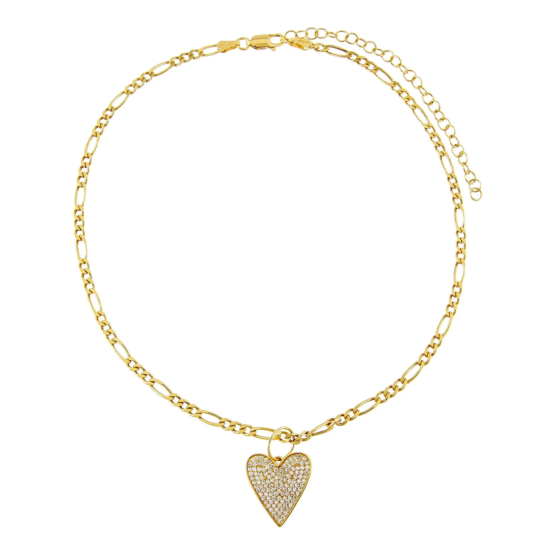 Pavé Heart Figaro Choker