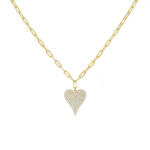 Pavé Heart Link Necklace