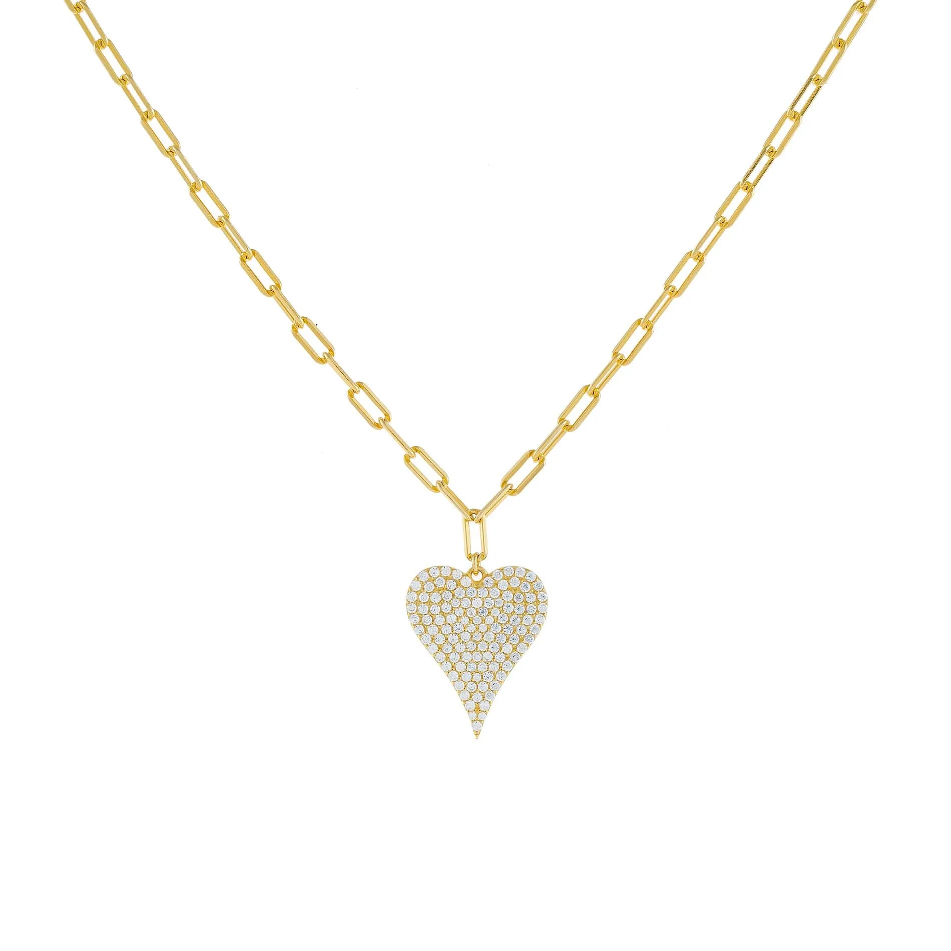 Pavé Heart Link Necklace