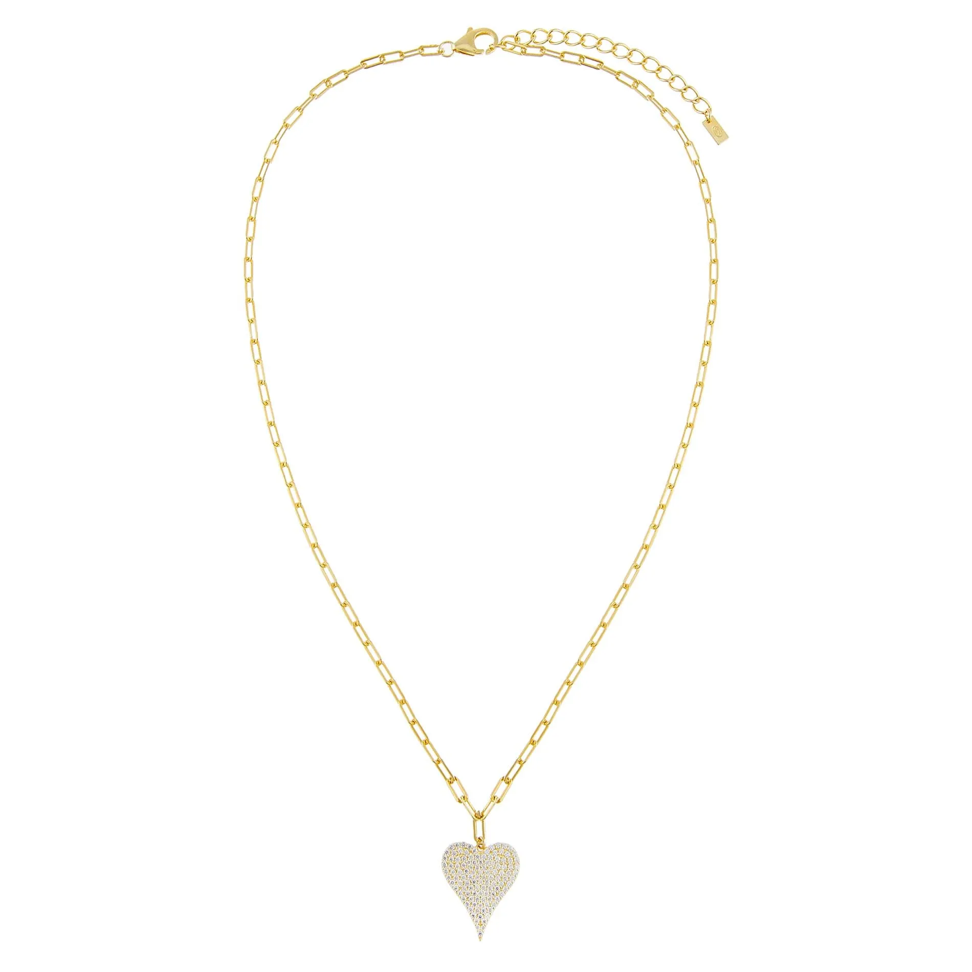 Pavé Heart Link Necklace