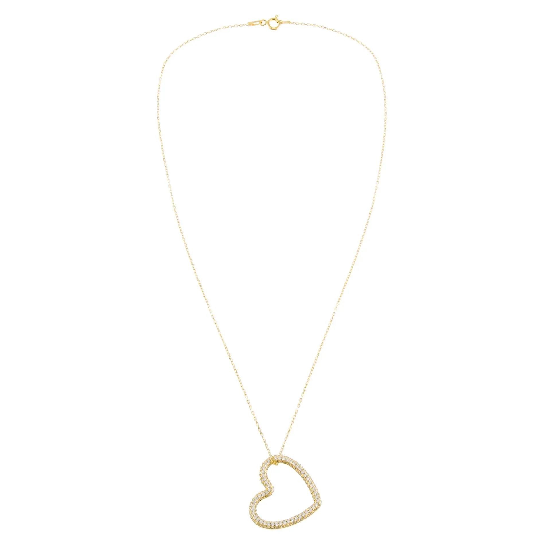 Pavé Open Heart Charm Necklace