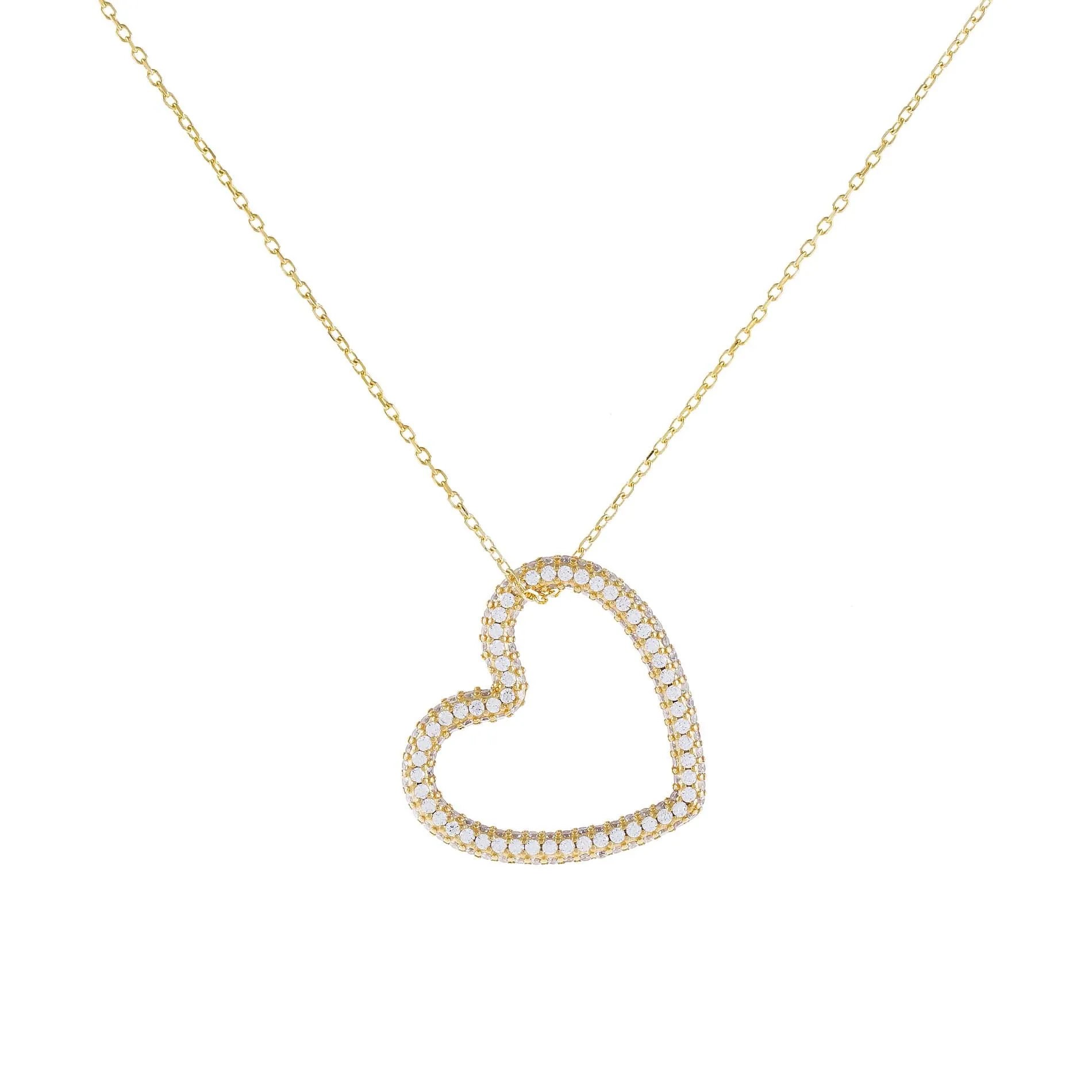 Pavé Open Heart Charm Necklace