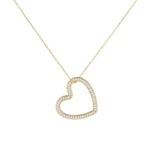 Pavé Open Heart Charm Necklace