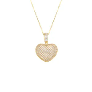 Pavé Puffy Heart Charm Necklace