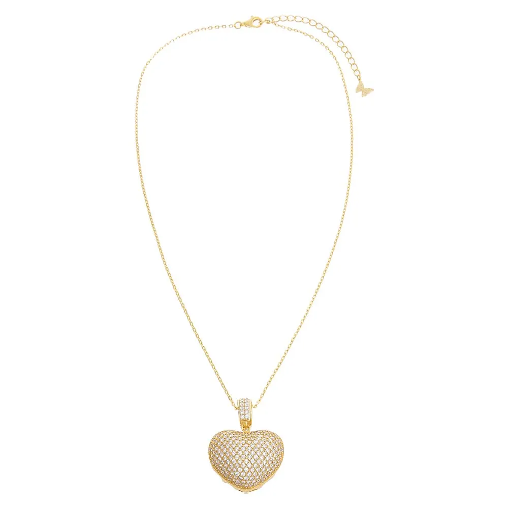 Pavé Puffy Heart Charm Necklace