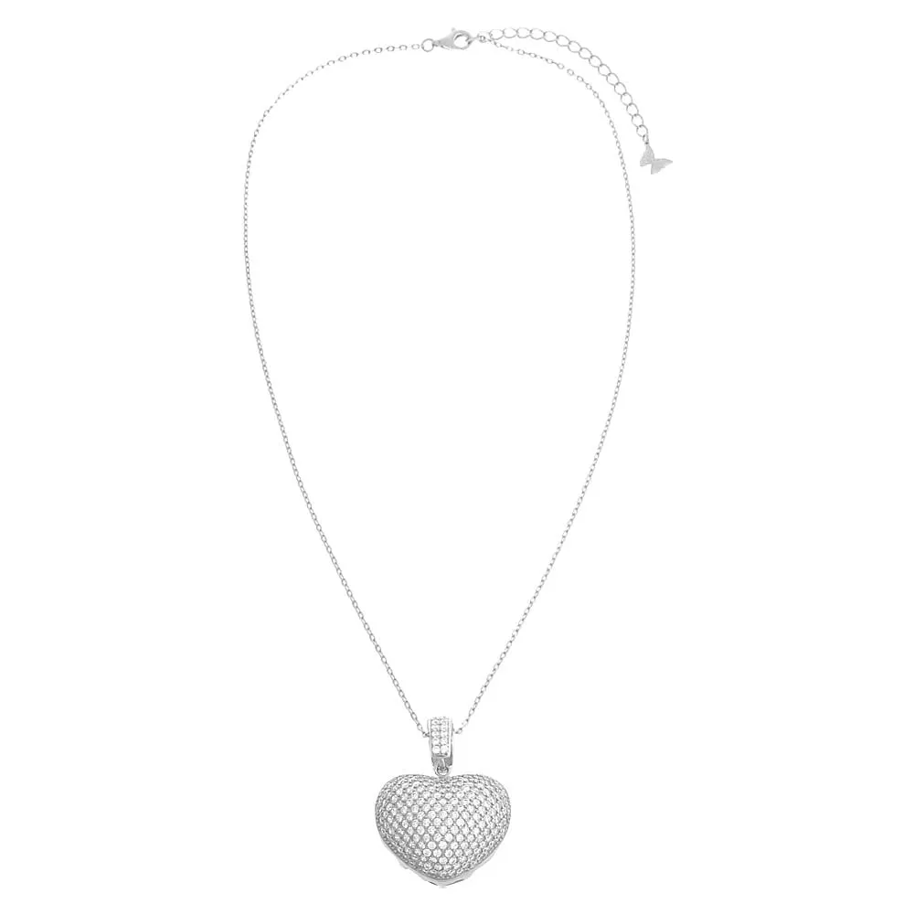 Pavé Puffy Heart Charm Necklace