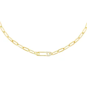 Pavé Safety Pin Link Necklace