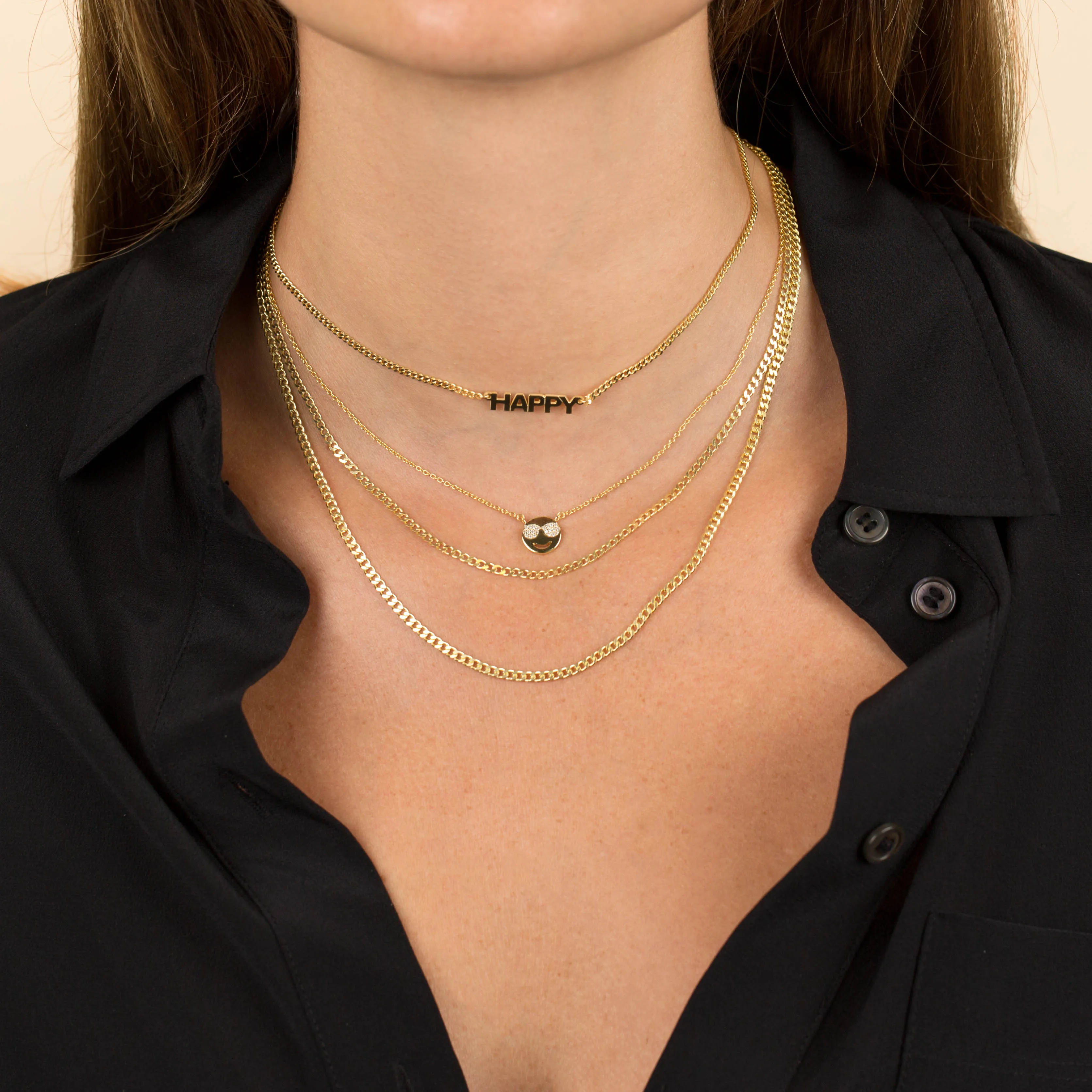 Pavé Sunglasses Smiley Face Necklace
