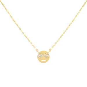 Pavé Sunglasses Smiley Face Necklace