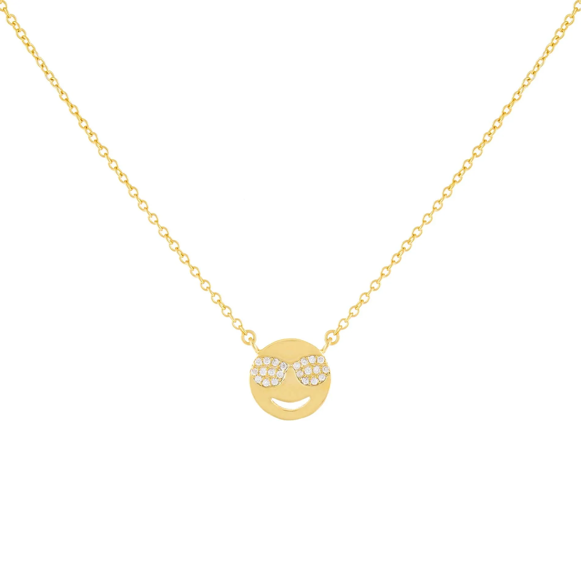 Pavé Sunglasses Smiley Face Necklace