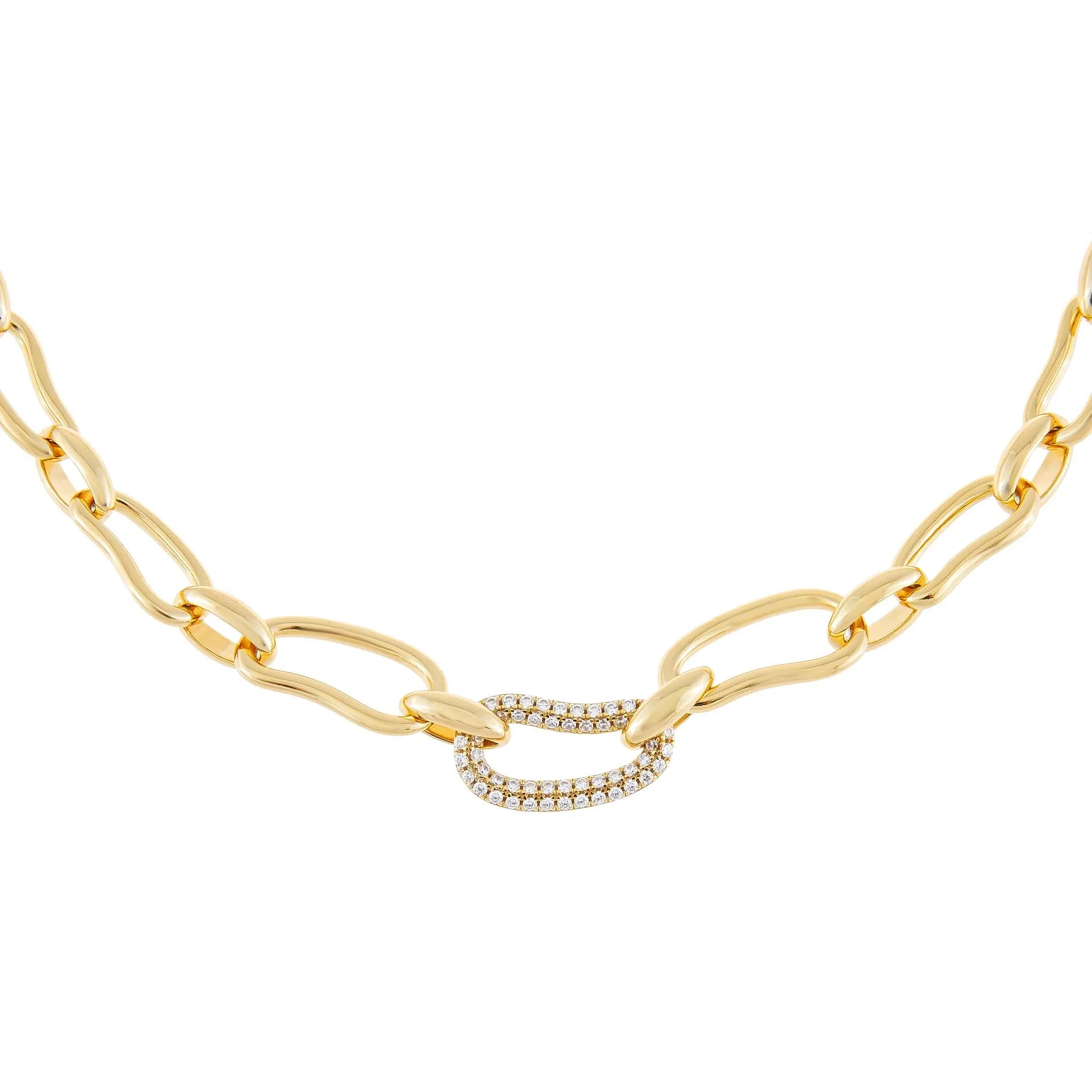 Pavé X Solid Waved Link Necklace