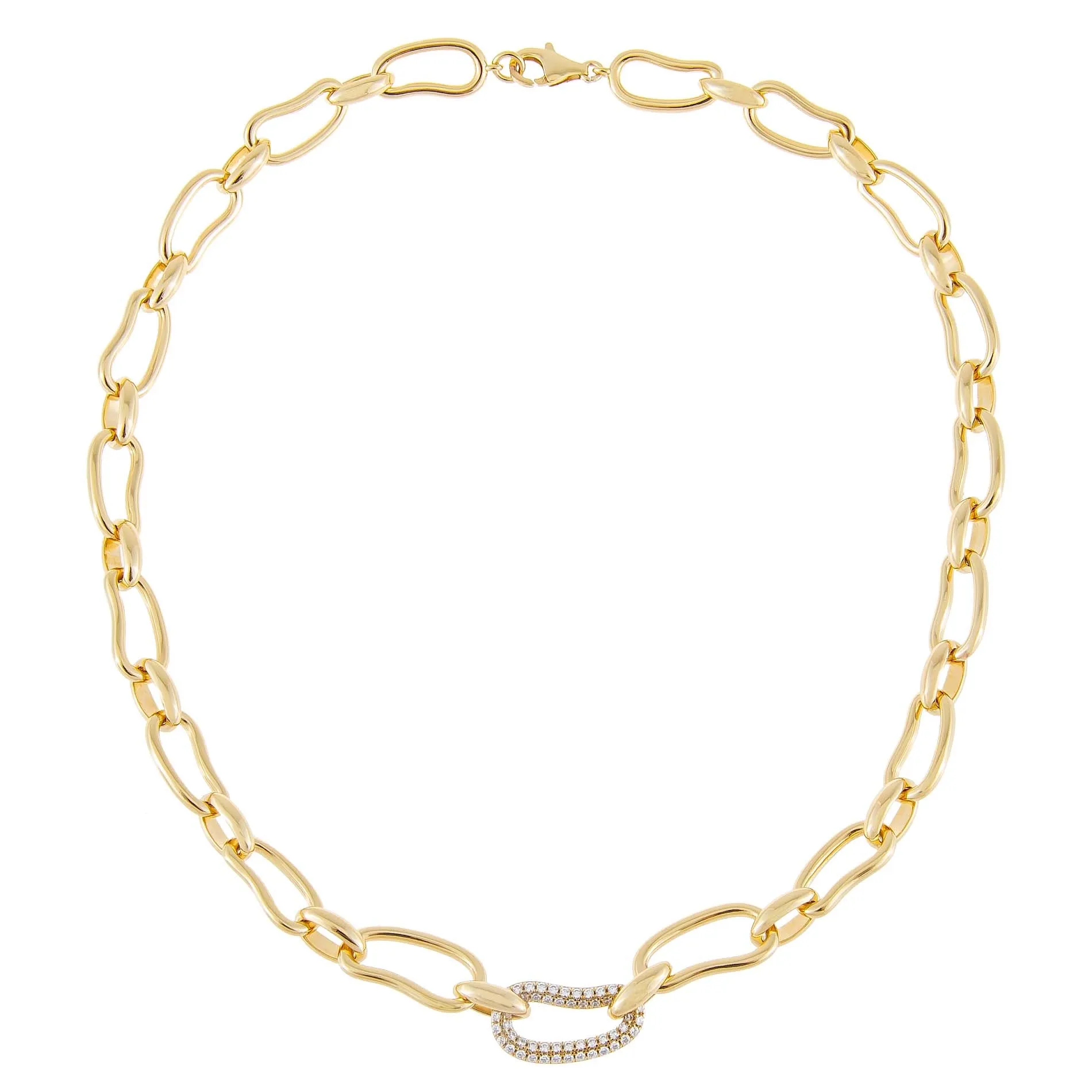 Pavé X Solid Waved Link Necklace