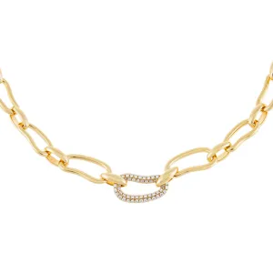 Pavé X Solid Waved Link Necklace