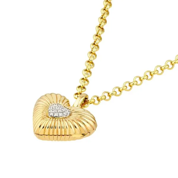 Pave Diamond Fluted Heart Locket