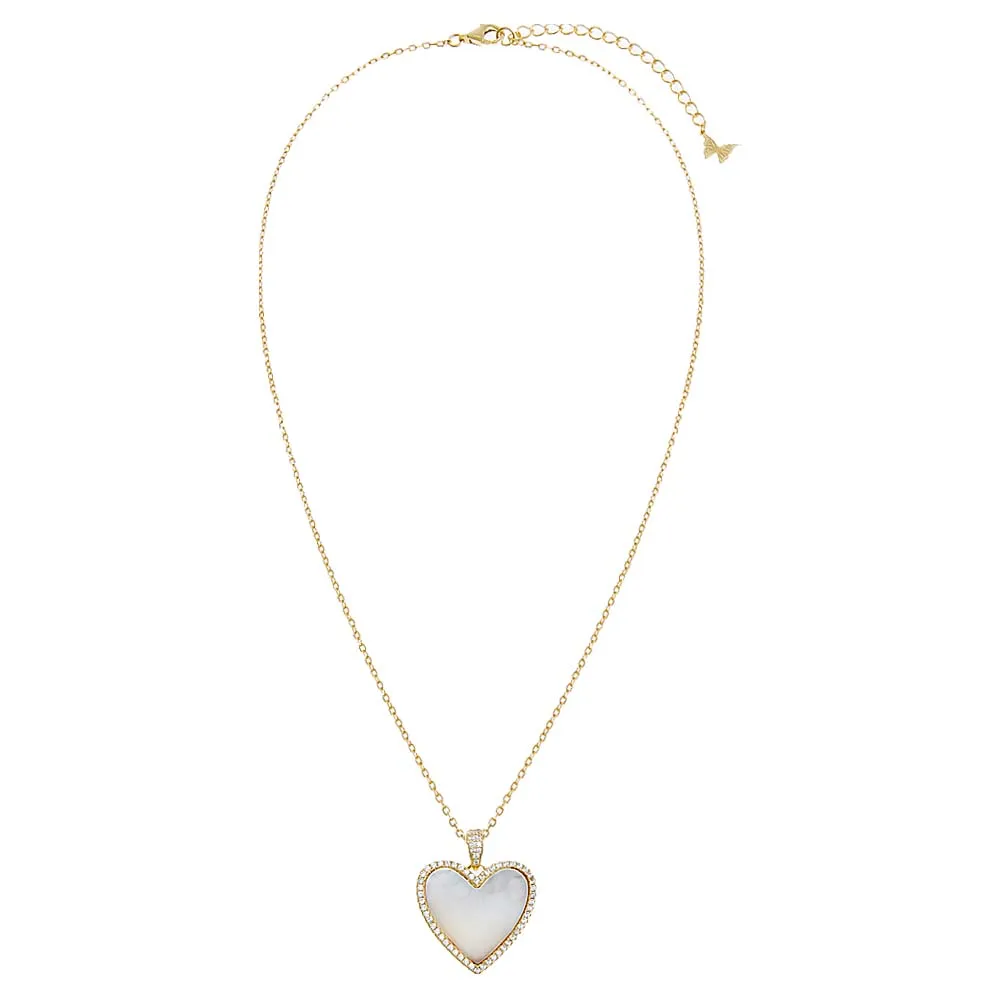 Pave Outlined Heart Stone Necklace