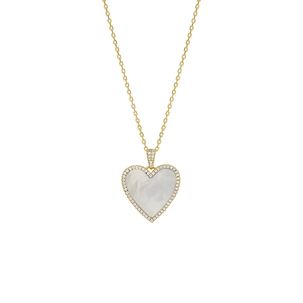 Pave Outlined Heart Stone Necklace