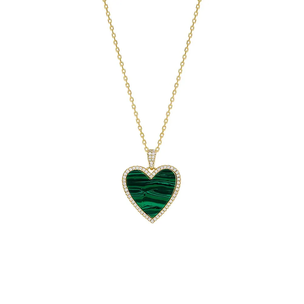 Pave Outlined Heart Stone Necklace
