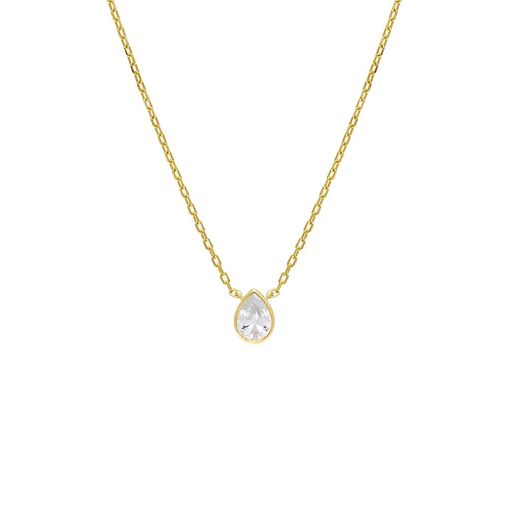 Pear Bezel Solitaire Necklace