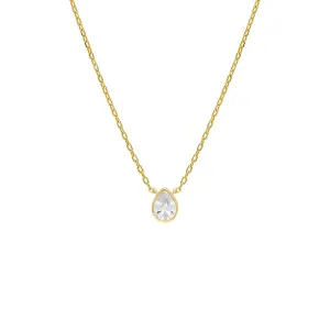 Pear Bezel Solitaire Necklace