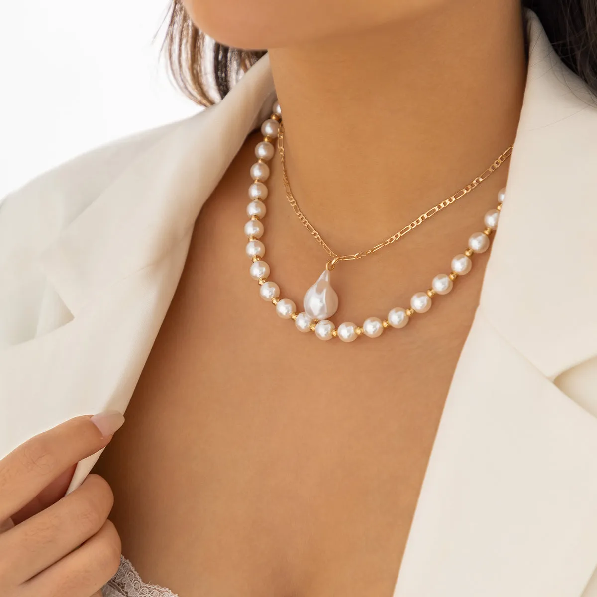 Pearl & 18K Gold-Plated Pendant Necklace Set