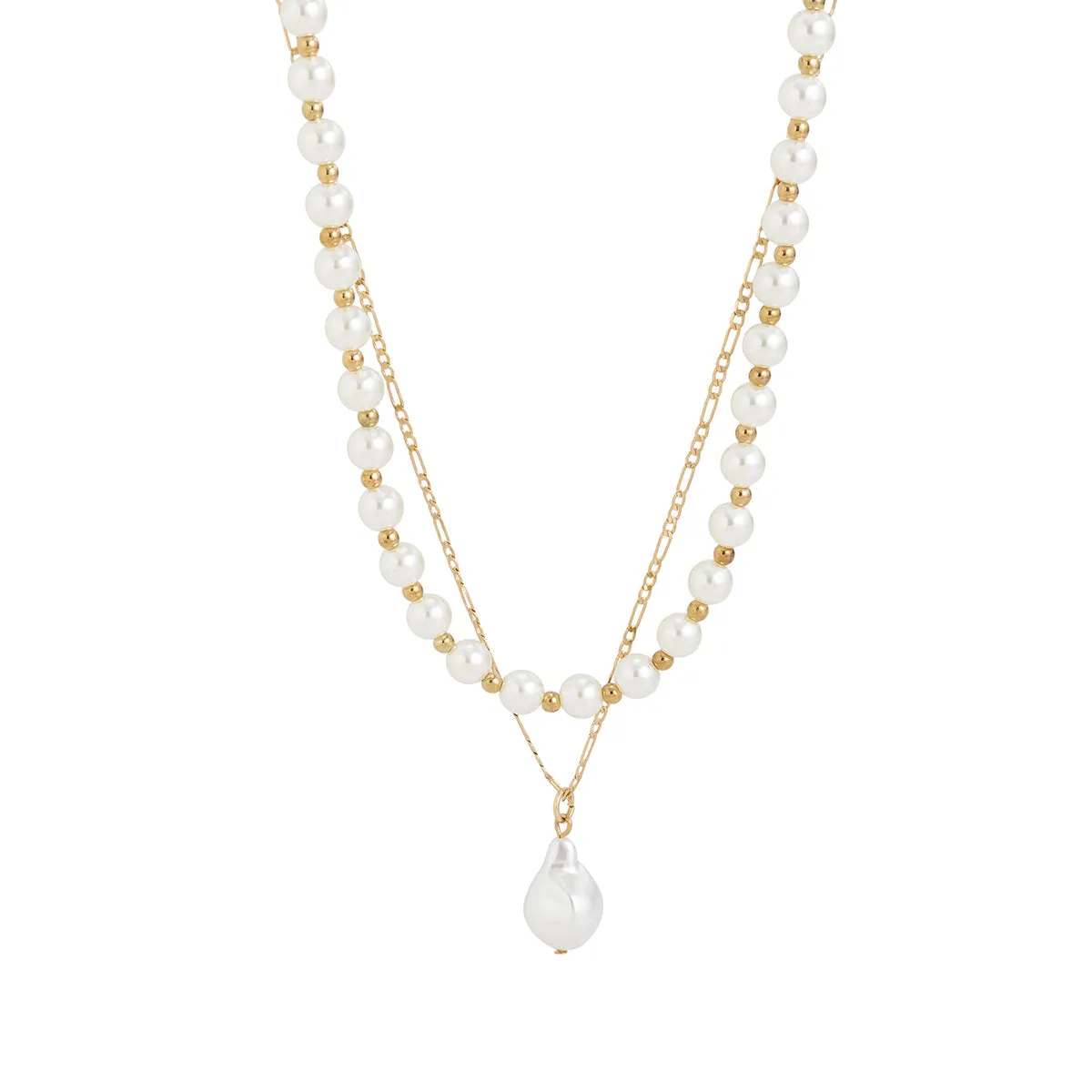 Pearl & 18K Gold-Plated Pendant Necklace Set