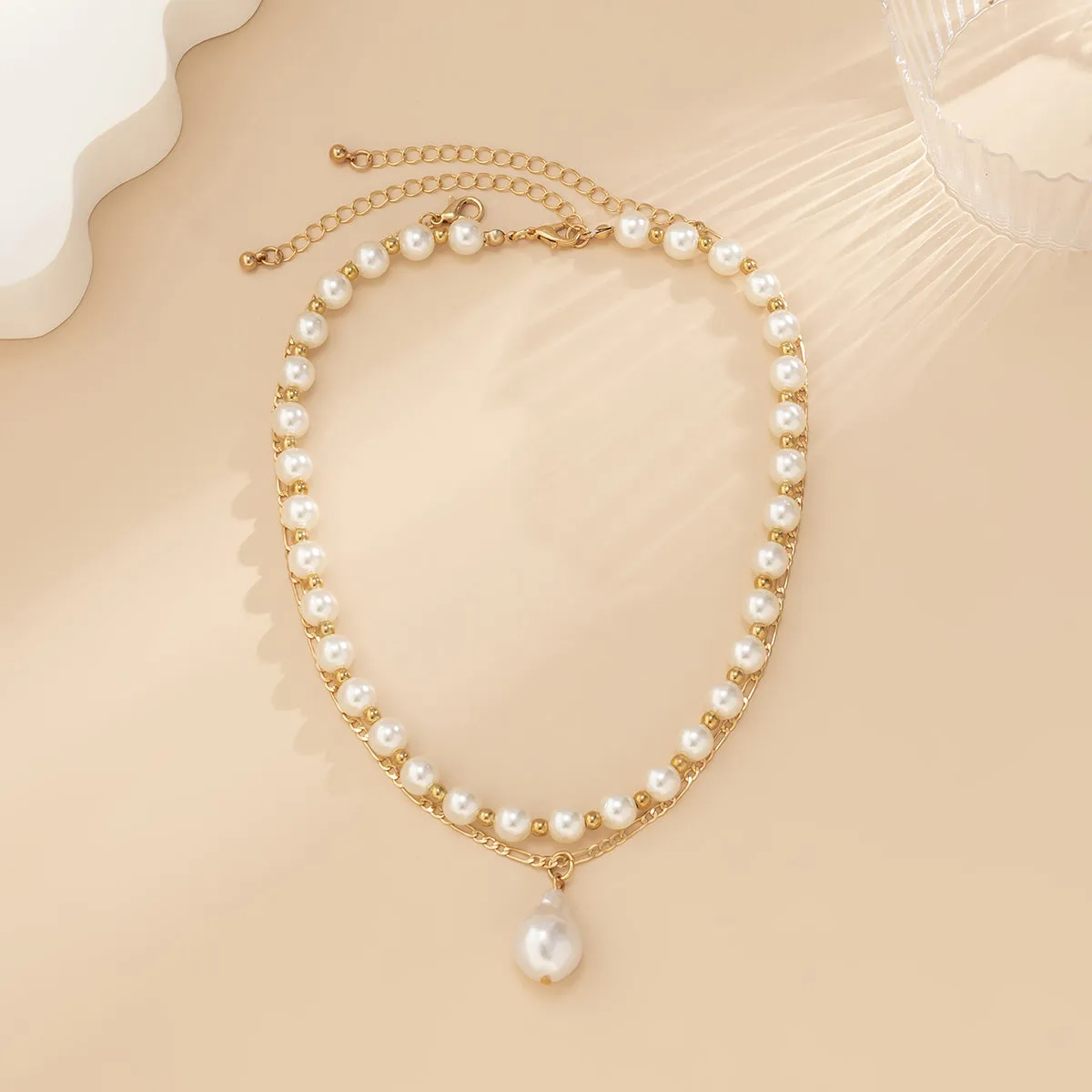 Pearl & 18K Gold-Plated Pendant Necklace Set