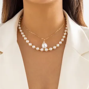 Pearl & 18K Gold-Plated Pendant Necklace Set