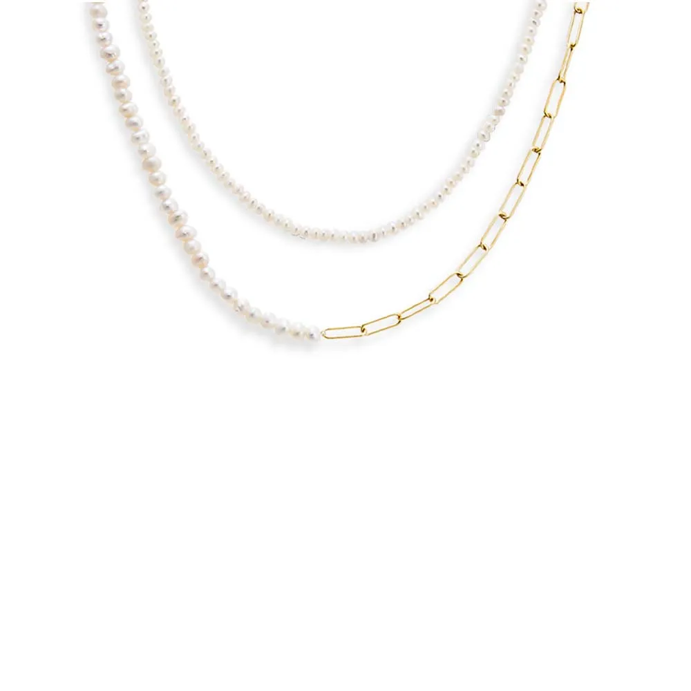 Pearl & Chain Necklace Choker Combo Set