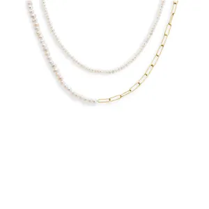 Pearl & Chain Necklace Choker Combo Set