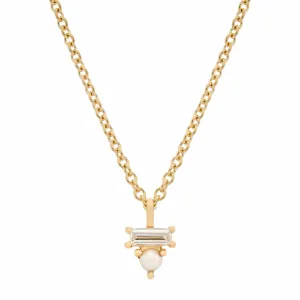 Pearl & Diamond Baguette Necklace