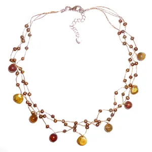 Pearl & Stone Necklace - Autumn