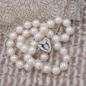 Pearl Choker with Diamond Heart Clasp c. 1950s