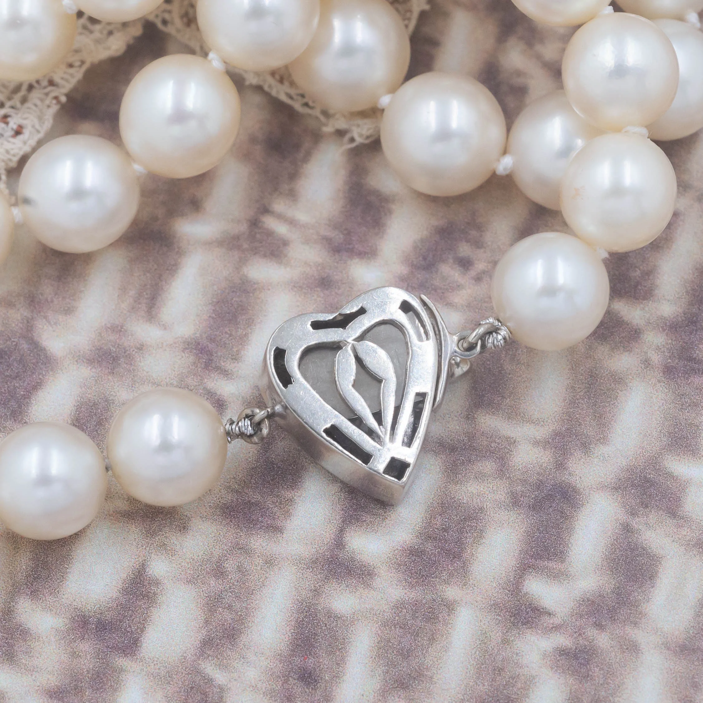 Pearl Choker with Diamond Heart Clasp c. 1950s